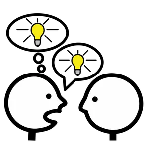 A person sharing an idea with another person
